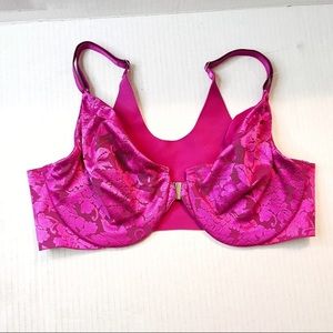 Soma Bra Vanishing Back Unlined Front Close Lace Bra in Hot Pink Sz 36C NWOT